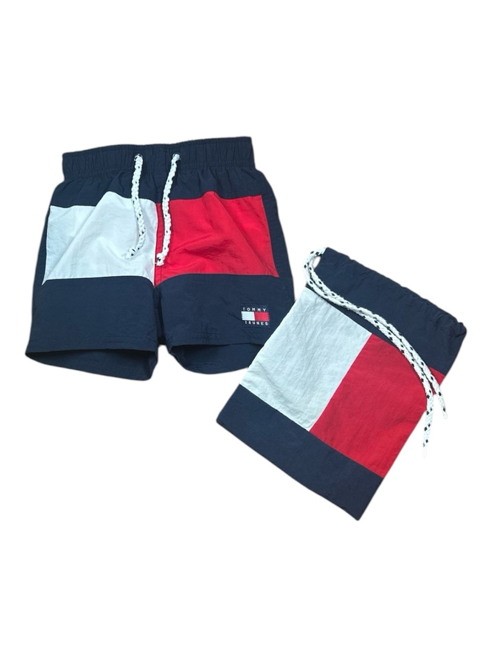 VINTAGE 90s Tommy Hilfiger Baby Boys Graphic Swim Trunks 6-12M w/ Logo Pouch